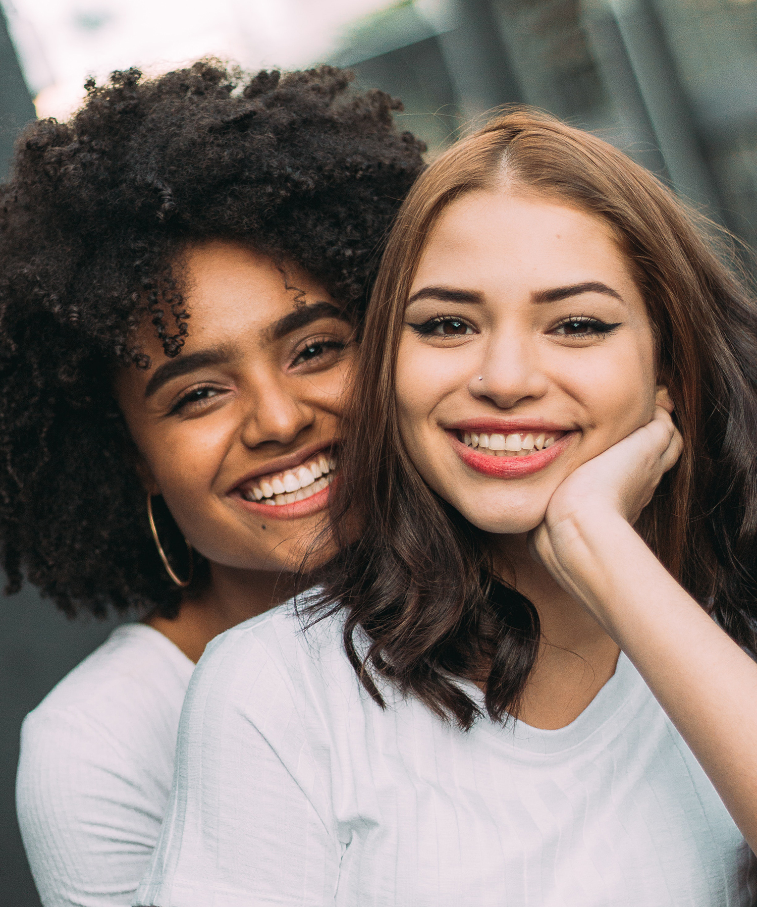 two women smiling